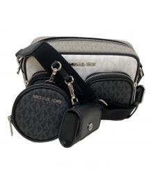 MICHAEL KORS（マイケルコース）の古着「JET SET ITEM ポケット クロスボディ ウィズ アタッチ ミディアム」｜ホワイト×ブラック