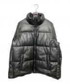ZARAザラ）の古着「LEATHER EFFECT PUFFER JACKET」｜ブラック
