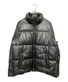 ZARA（ザラ）の古着「LEATHER EFFECT PUFFER JACKET」｜ブラック