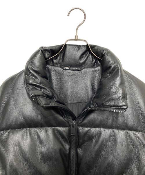 ZARA（ザラ）ZARA (ザラ) LEATHER EFFECT PUFFER JACKET ブラック サイズ:Mの古着・服飾アイテム