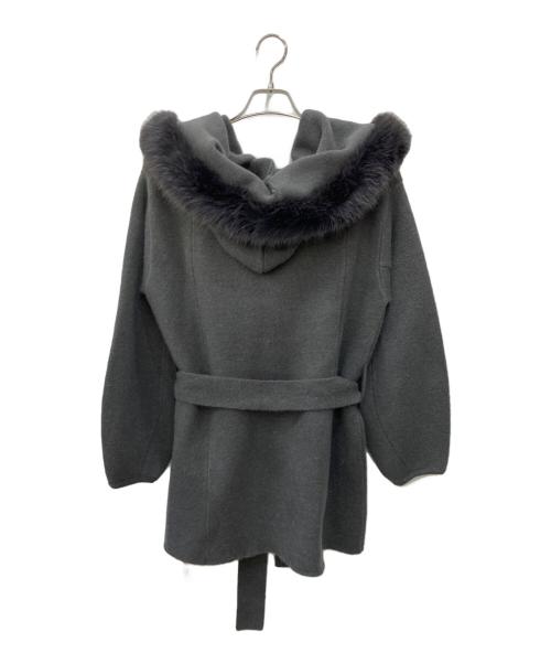 Snidel（スナイデル）Snidel (スナイデル) ファーフードニットコート グレー サイズ:FREEの古着・服飾アイテム
