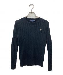 POLO RALPH LAUREN（ポロ・ラルフローレン）の古着「ポニー刺繍ケーブルニット」｜ブラック