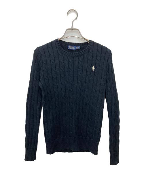 POLO RALPH LAUREN（ポロ・ラルフローレン）POLO RALPH LAUREN (ポロ・ラルフローレン) ポニー刺繍ケーブルニット ブラック サイズ:XSの古着・服飾アイテム