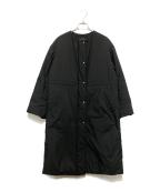 green label relaxingグリーンレーベルリラクシング）の古着「THINDOWN シンダウン ドロスト ノーカラー ロング コート」｜ブラック