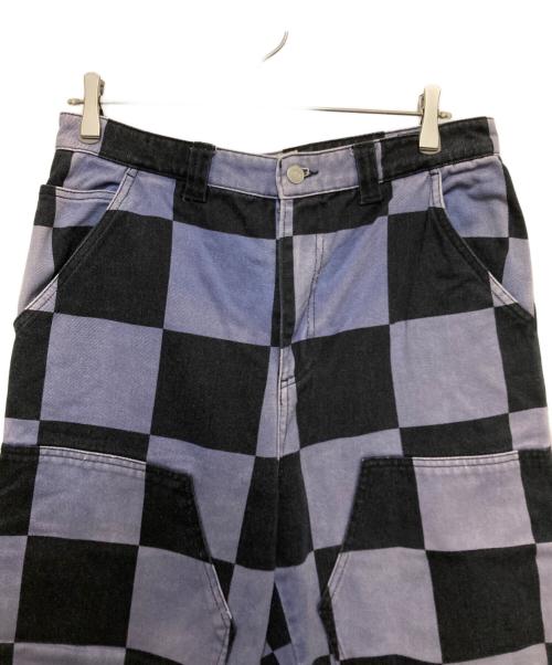 stussy（ステューシー）stussy (ステューシー) Big Ol' Check Work Pants ブラック×ブルー サイズ:32の古着・服飾アイテム