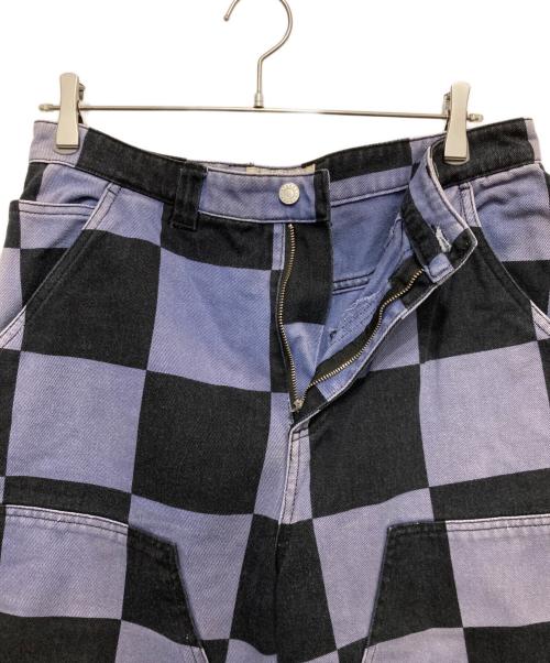 stussy（ステューシー）stussy (ステューシー) Big Ol' Check Work Pants ブラック×ブルー サイズ:32の古着・服飾アイテム