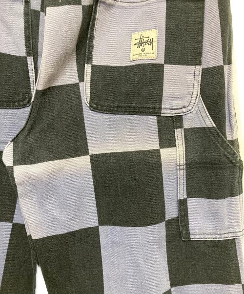 stussy（ステューシー）stussy (ステューシー) Big Ol' Check Work Pants ブラック×ブルー サイズ:32の古着・服飾アイテム