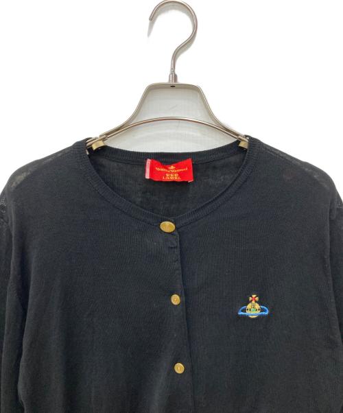Vivienne Westwood RED LABEL（ヴィヴィアンウエストウッドレッドレーベル）Vivienne Westwood RED LABEL (ヴィヴィアンウエストウッドレッドレーベル) オーブ刺繍クルーネックカーディガン ブラック サイズ:Ⅼの古着・服飾アイテム