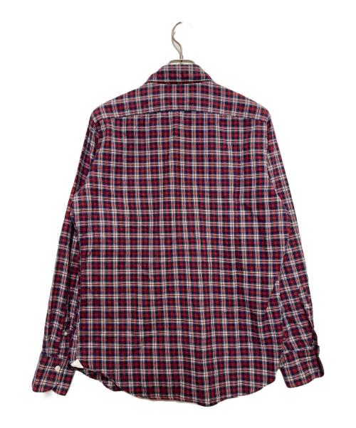 finamore（フィナモレ）Finamore (フィナモレ) カッタウェイチェックシャツ レッド サイズ:16/41の古着・服飾アイテム