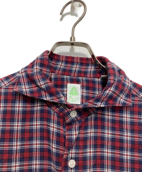 finamore（フィナモレ）Finamore (フィナモレ) カッタウェイチェックシャツ レッド サイズ:16/41の古着・服飾アイテム
