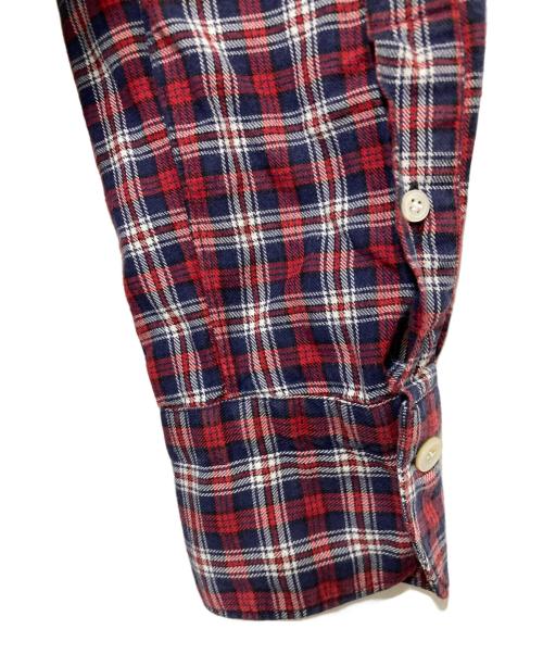 finamore（フィナモレ）Finamore (フィナモレ) カッタウェイチェックシャツ レッド サイズ:16/41の古着・服飾アイテム