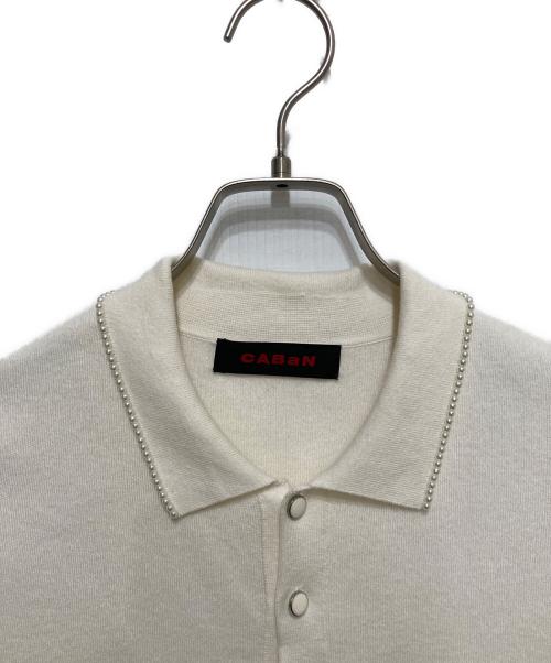 CABAN（キャバン）CABaN (キャバン) コットンカシミヤ パールポロカーディガン ベージュ サイズ:FREEの古着・服飾アイテム