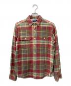 POLO RALPH LAURENポロ・ラルフローレン）の古着「裏サーマルフラップポケットワークネルシャツ」｜レッド×ベージュ