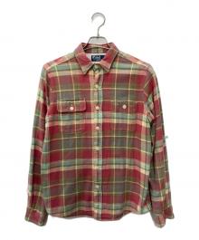 POLO RALPH LAUREN（ポロ・ラルフローレン）の古着「裏サーマルフラップポケットワークネルシャツ」｜レッド×ベージュ