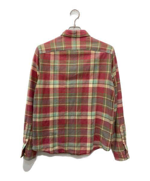 POLO RALPH LAUREN（ポロ・ラルフローレン）POLO RALPH LAUREN (ポロ・ラルフローレン) 裏サーマルフラップポケットワークネルシャツ レッド×ベージュ サイズ:Sの古着・服飾アイテム