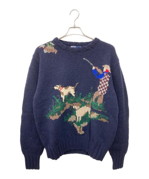 POLO RALPH LAUREN（ポロ・ラルフローレン）POLO RALPH LAUREN (ポロ・ラルフローレン) 90's 風景画セーター ネイビー サイズ:Ⅼの古着・服飾アイテム