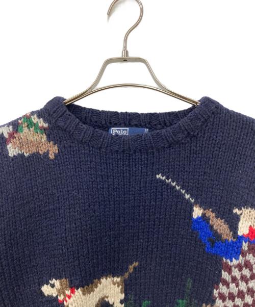 POLO RALPH LAUREN（ポロ・ラルフローレン）POLO RALPH LAUREN (ポロ・ラルフローレン) 90's 風景画セーター ネイビー サイズ:Ⅼの古着・服飾アイテム