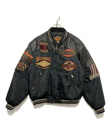 Harley-Davidson ナイロンジャケット 　黒 中古・古着通販】HARLEY-DAVIDSON (ハーレーダビッドソン) レザー切替