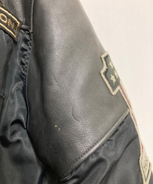 HARLEY-DAVIDSON（ハーレーダビッドソン）HARLEY-DAVIDSON (ハーレーダビッドソン) レザー切替ナイロンブルゾン ブラック サイズ:Lの古着・服飾アイテム