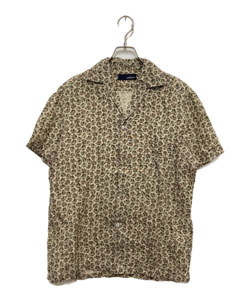 LARDINI（ラルディーニ）LARDINI (ラルディーニ) オープンカラー総柄リネンシャツ ベージュ サイズ:Sの古着・服飾アイテム