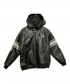 90909090）の古着「Numbering Synthetic Leather Zip Hoodie」｜ブラック