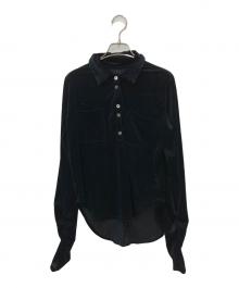 STUDIOUS（ステュディオス）の古着「Velours Polo Shirt」｜ブラック