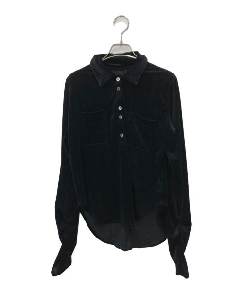 STUDIOUS（ステュディオス）STUDIOUS (ステュディオス) Velours Polo Shirt ブラック サイズ:FREEの古着・服飾アイテム