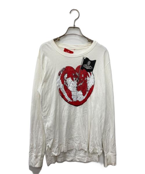 Vivienne Westwood RED LABEL（ヴィヴィアンウエストウッドレッドレーベル）Vivienne Westwood RED LABEL (ヴィヴィアンウエストウッドレッドレーベル) 60/2オーガニック天竺Piraties Heart pt Tシャツ ホワイト サイズ:Mの古着・服飾アイテム
