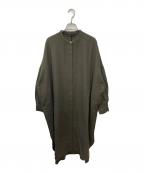 mizuiro-indミズイロインド）の古着「25AW サイドスリットウールバンドカラーワンピース」｜グリーン