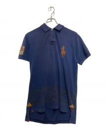 POLO RALPH LAUREN（ポロ・ラルフローレン）の古着「メタルボタンレザービックポニーポロシャツ」｜ネイビー