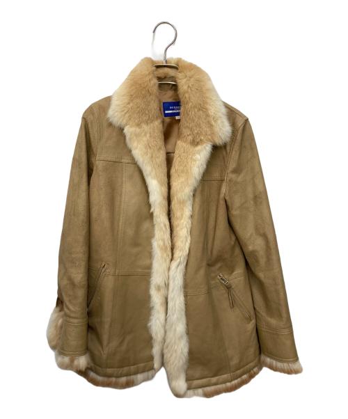 BURBERRY BLUE LABEL（バーバリー ブルー レーベル）BURBERRY BLUE LABEL (バーバリー ブルー レーベル) ピッグスキン×ラビットファージャケット ベージュ サイズ:38の古着・服飾アイテム