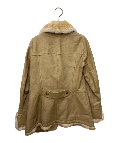 BURBERRY BLUE LABEL（バーバリー ブルー レーベル）BURBERRY BLUE LABEL (バーバリー ブルー レーベル) ピッグスキン×ラビットファージャケット ベージュ サイズ:38の古着・服飾アイテム