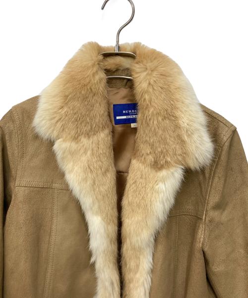 BURBERRY BLUE LABEL（バーバリー ブルー レーベル）BURBERRY BLUE LABEL (バーバリー ブルー レーベル) ピッグスキン×ラビットファージャケット ベージュ サイズ:38の古着・服飾アイテム