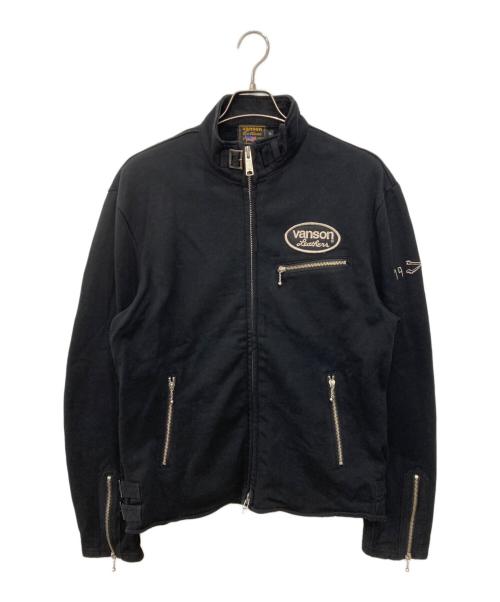 VANSON（バンソン）VANSON (バンソン) ジップアップライダーススウェット ブラック サイズ:XLの古着・服飾アイテム