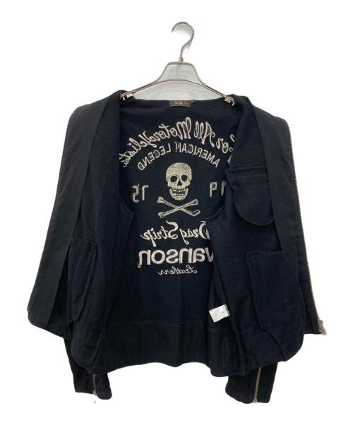 VANSON（バンソン）VANSON (バンソン) ジップアップライダーススウェット ブラック サイズ:XLの古着・服飾アイテム