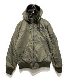 ALPHA（アルファ）の古着「フーデッドリブジャケット」｜グリーン