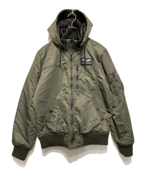ALPHA（アルファ）ALPHA (アルファ) フーデッドリブジャケット グリーン サイズ:XLの古着・服飾アイテム