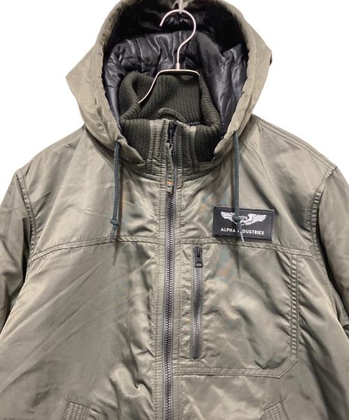 ALPHA（アルファ）ALPHA (アルファ) フーデッドリブジャケット グリーン サイズ:XLの古着・服飾アイテム