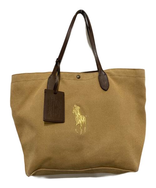 RALPH LAUREN（ラルフローレン）RALPH LAUREN (ラルフローレン) ポニー刺繍キャンバストートバッグ ブラウン サイズ:不明の古着・服飾アイテム