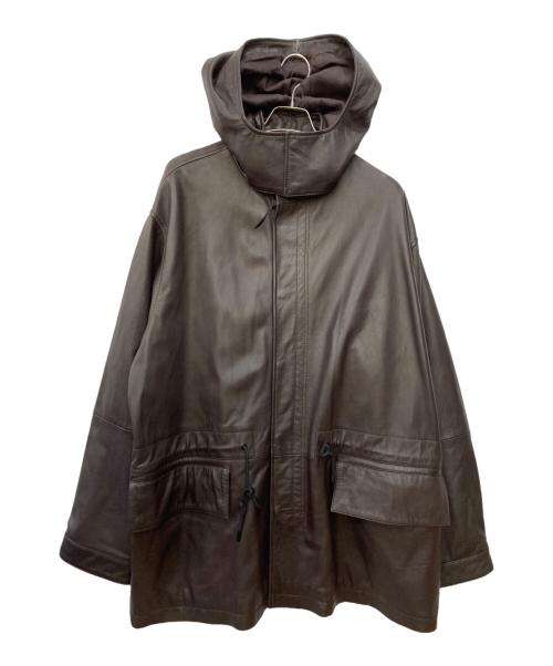 ZARA（ザラ）ZARA (ザラ) STUDIO NICHOLSON (スタジオ ニコルソン) ラムレザーフーデットコート ブラウン サイズ:Ⅼの古着・服飾アイテム