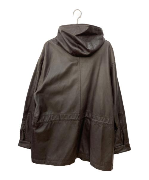 ZARA（ザラ）ZARA (ザラ) STUDIO NICHOLSON (スタジオ ニコルソン) ラムレザーフーデットコート ブラウン サイズ:Ⅼの古着・服飾アイテム