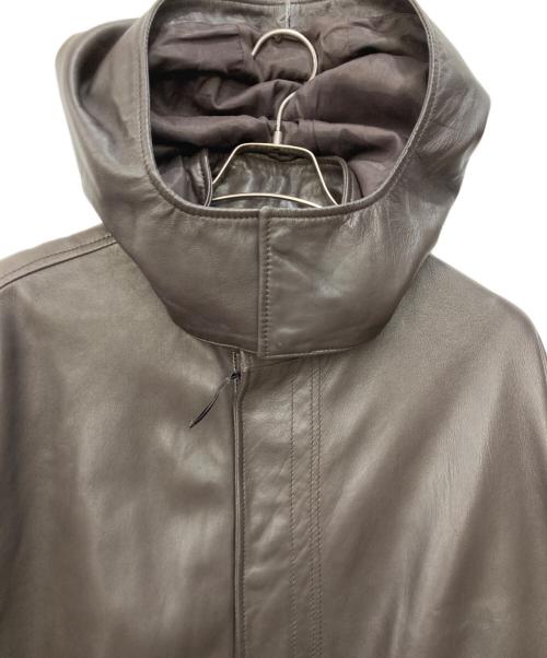 ZARA（ザラ）ZARA (ザラ) STUDIO NICHOLSON (スタジオ ニコルソン) ラムレザーフーデットコート ブラウン サイズ:Ⅼの古着・服飾アイテム