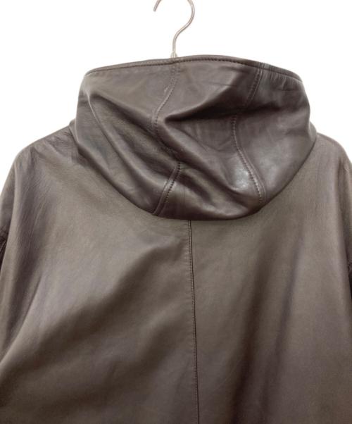 ZARA（ザラ）ZARA (ザラ) STUDIO NICHOLSON (スタジオ ニコルソン) ラムレザーフーデットコート ブラウン サイズ:Ⅼの古着・服飾アイテム