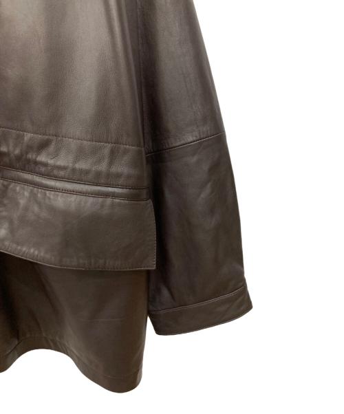 ZARA（ザラ）ZARA (ザラ) STUDIO NICHOLSON (スタジオ ニコルソン) ラムレザーフーデットコート ブラウン サイズ:Ⅼの古着・服飾アイテム