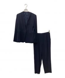 ANAYI（アナイ）の古着「トリアセジョーゼットノーカラージャケット パンツ」｜ネイビー