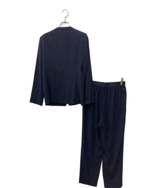 ANAYI（アナイ）ANAYI (アナイ) トリアセジョーゼットノーカラージャケット パンツ ネイビー サイズ:38の古着・服飾アイテム