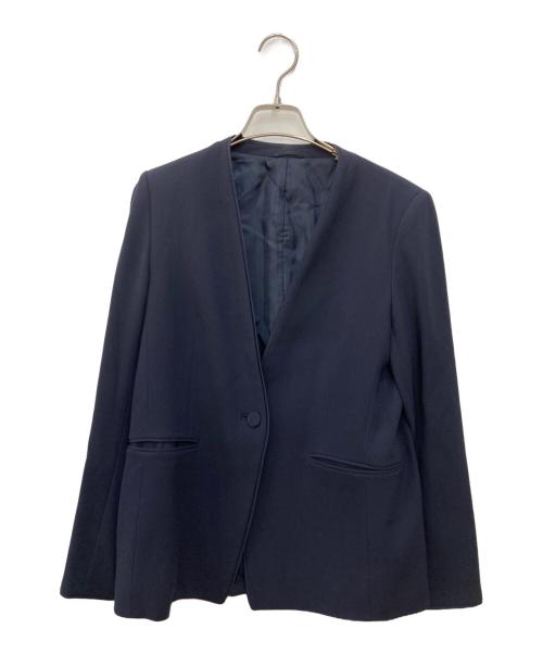 ANAYI（アナイ）ANAYI (アナイ) トリアセジョーゼットノーカラージャケット パンツ ネイビー サイズ:38の古着・服飾アイテム
