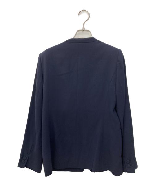 ANAYI（アナイ）ANAYI (アナイ) トリアセジョーゼットノーカラージャケット パンツ ネイビー サイズ:38の古着・服飾アイテム