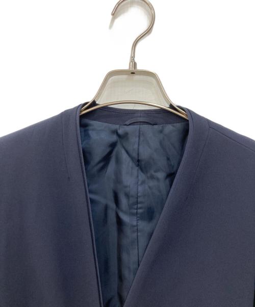 ANAYI（アナイ）ANAYI (アナイ) トリアセジョーゼットノーカラージャケット パンツ ネイビー サイズ:38の古着・服飾アイテム
