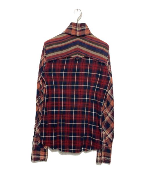 L.G.B（ルグランブルー）L.G.B (ルグランブルー) ジップデザインロングネルシャツ レッド サイズ:1の古着・服飾アイテム